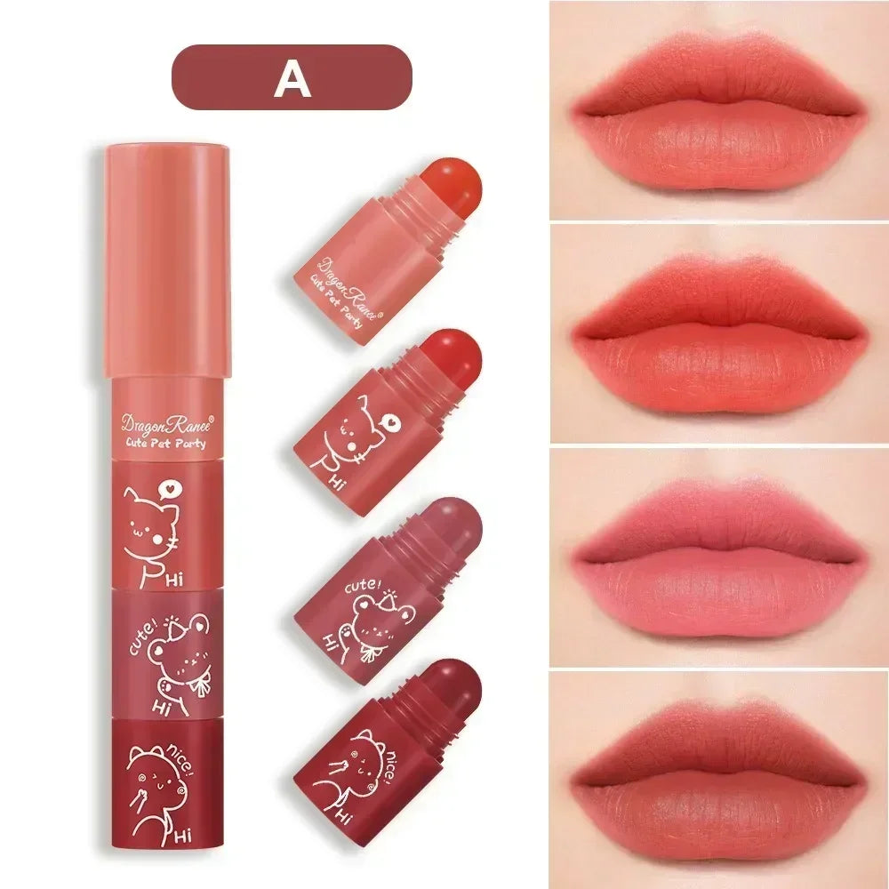 1 Cute Matte Lipstick Crayon Combo Purple Lip Tint Velvet Sexy Zpaxo 4 In 1 Cute A