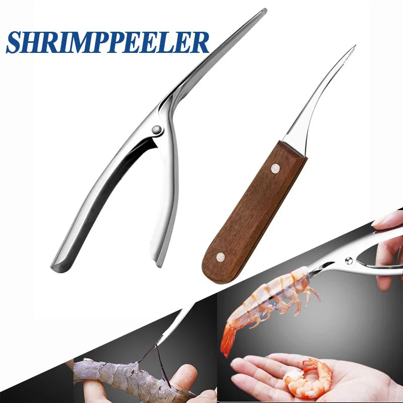 1/2pcs Stainless Steel Shrimp Stripper Shrimp Line Remover Peeler Cleaning Peeling Seafood Tools Kitchen Restaurant Accessories Zpaxo