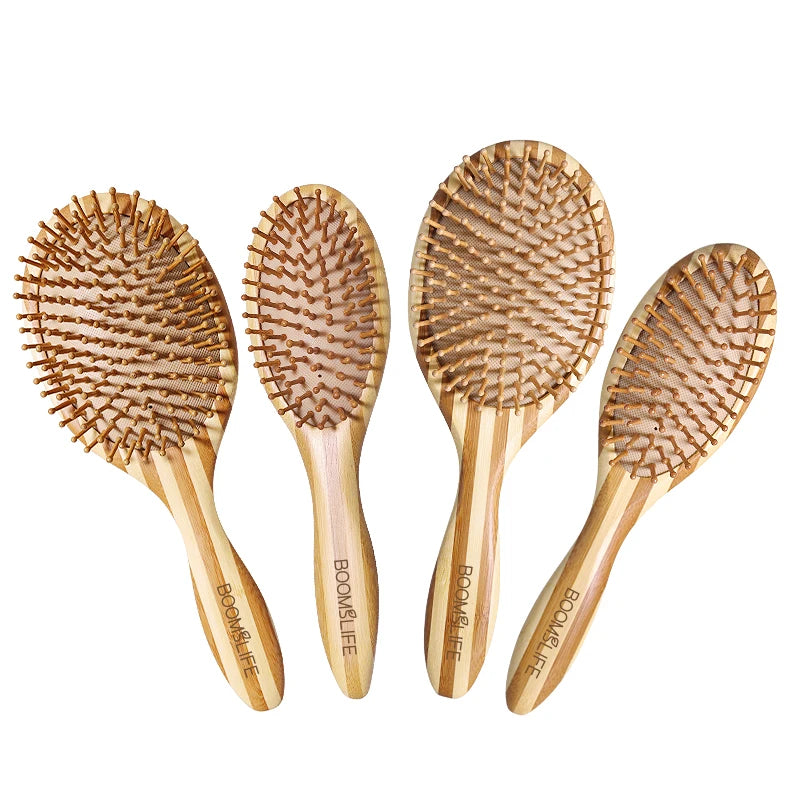 Custom Bamboo Hair Brush Women Wood Hair Comb Wide Teeth Bamboo Airbag Massage Scalp Brush Anti-static Hair Combs for Hair Zpaxo