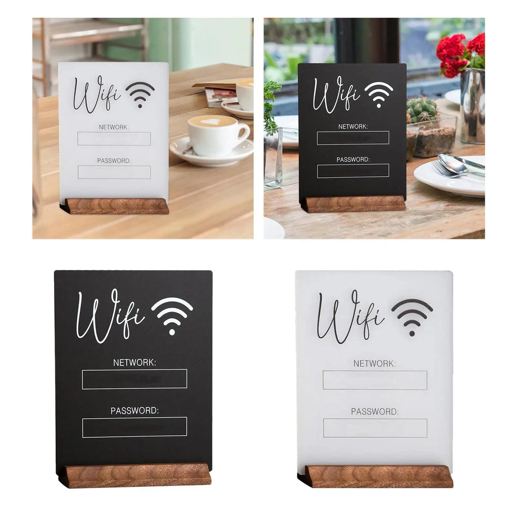WiFi Password Sign Holder – Acrylic & Wood Desktop Stand Desktop Sign Holder Zpaxo