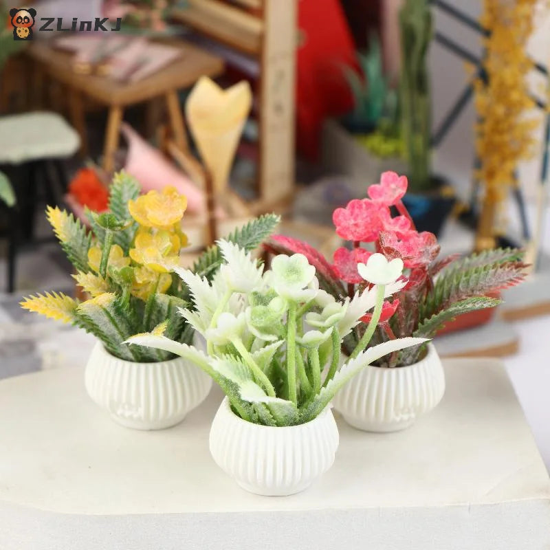 ▶1Pcs Simulation Potted Plants Model 1/12 Dollhouse Home Decoration Micro Landscape Plants Ornaments Dolls House Accessories Zpaxo