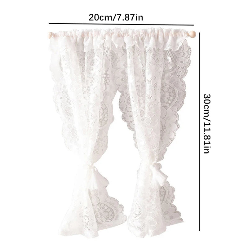 ▶1/12 Dollhouse Lace Curtains Model Dollhouse Bedroom Living Room Decoration Dolls House Furniture Accessories Micro Scene Decor Zpaxo B2