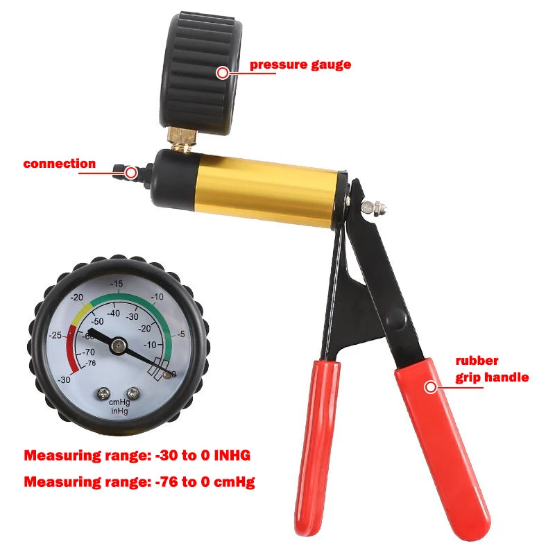 2-in-1 Vacuum & Pressure Hand Pump Tester for Auto Brake Fluid Drain, Includes Sturdy Aluminum Manometer and Suction Pistol Zpaxo