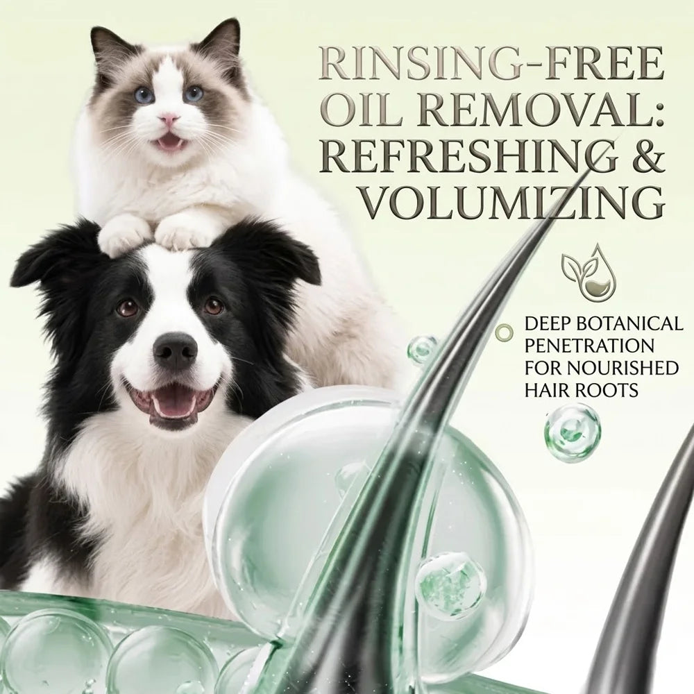 Pet Dry Bath Essential Oil Soft Silicone Cleaning Brush Set Cat Dog Odor Control Waterless Shampoo Dispenser Grooming Supply Zpaxo