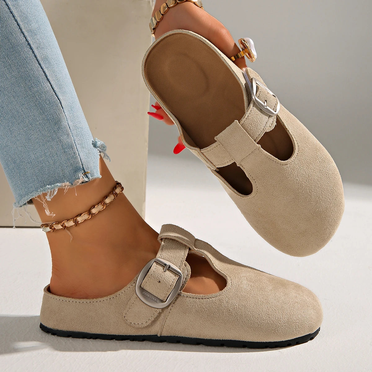 Women Mules Shoes Outdoor Indoor Summer Sandals Ladies Trend Clogs Zpaxo apricot 42