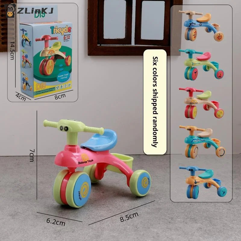 ▶1Pcs Dollhouse Mini Tricycle Simulation Small Bike Model Toys Miniature Home Scene Ornament Doll House Accessories Zpaxo