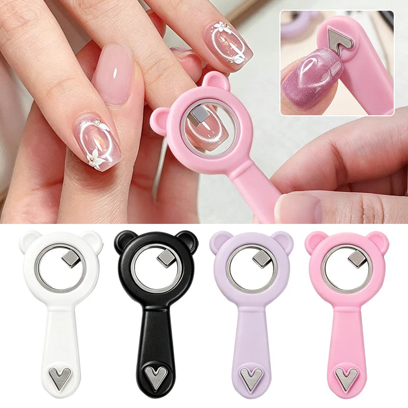 New Upgrade 3-Second Hollow Cat Eye Magnet Double-head Love Heart Black Hole Effect Nail Art Magnet DIY Manicure Magnetic Tool Zpaxo