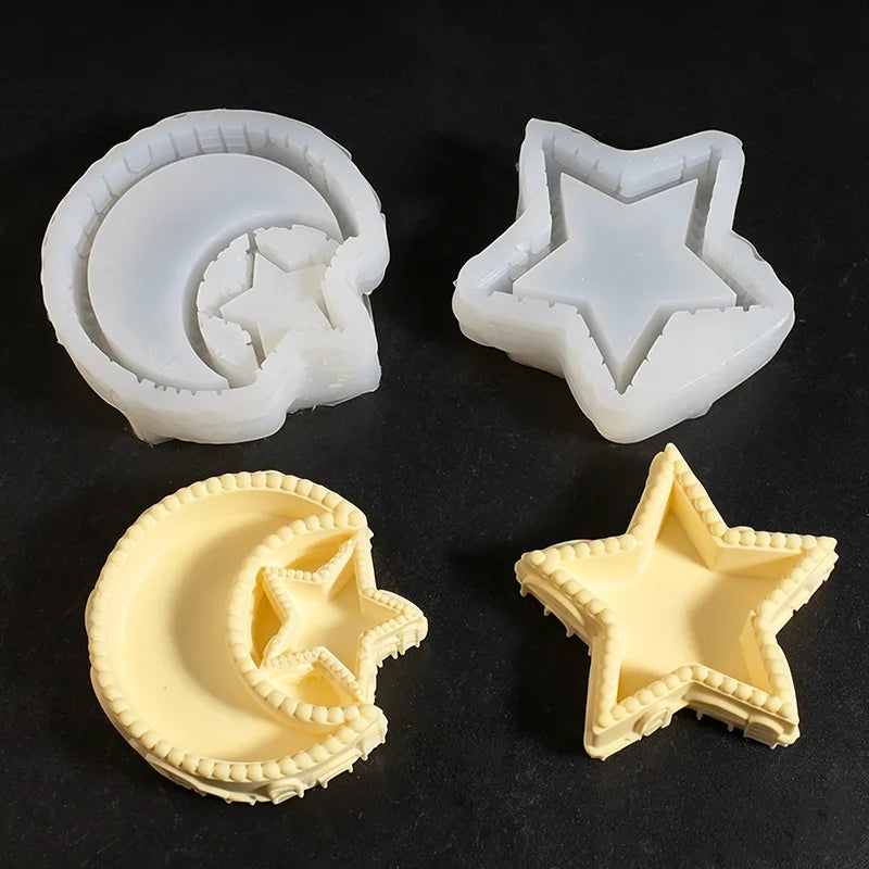 Silicone Star & Moon DIY Mold – Candle Holder & Gypsum Tray Silicone Craft Mold Zpaxo
