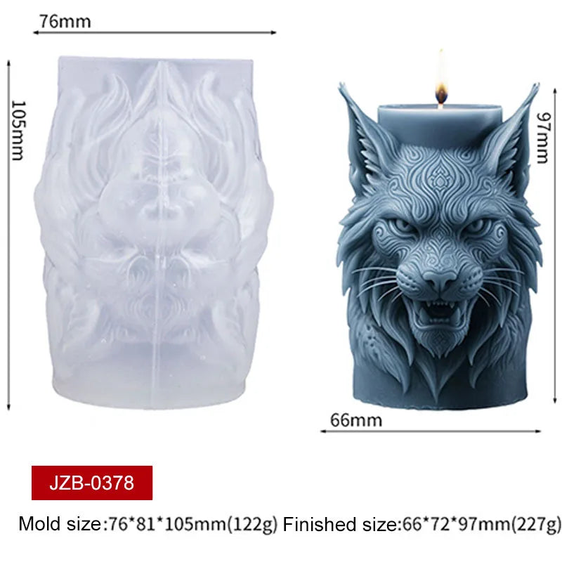 Wolf Skull Eagle Head Silicone Candle Mold 3D Roaring Animal Head Soap Wax Aroma Plaster Making Resin Mold Home Decor Zpaxo Lynx