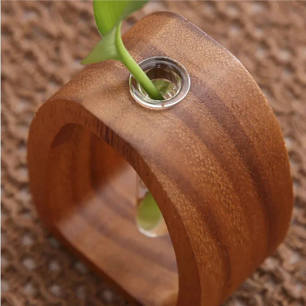 Solid Wood Flower Utensil Creative Flower Arrangement Simple Glass Plant Flower Insert Mini Water-grown Vase Zpaxo