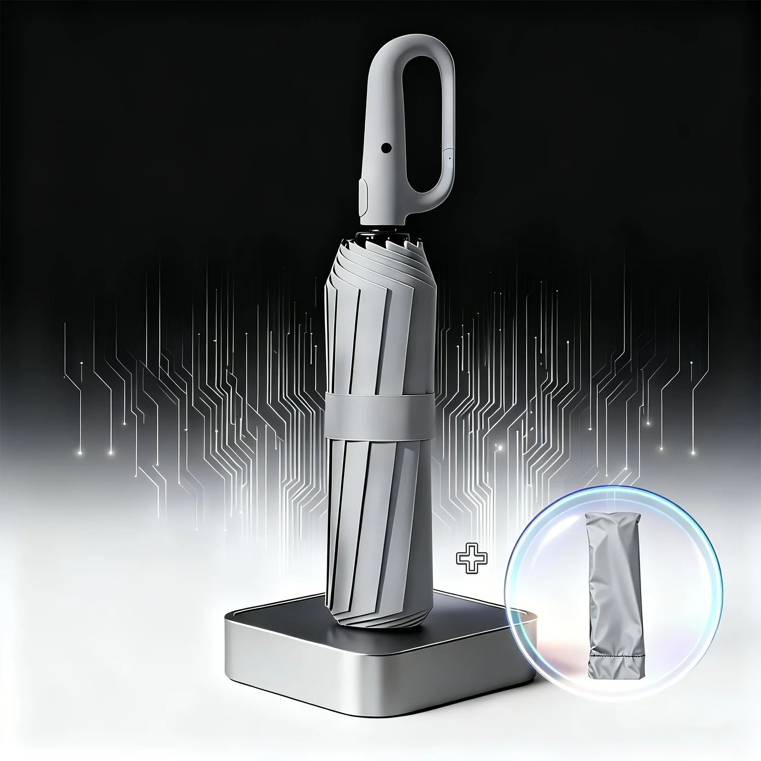 Carabiner Clip, Portable, Hands-free, Automatic Folding Umbrella. Features Reinforced Thickened Windproof Ribs and Canopy Zpaxo