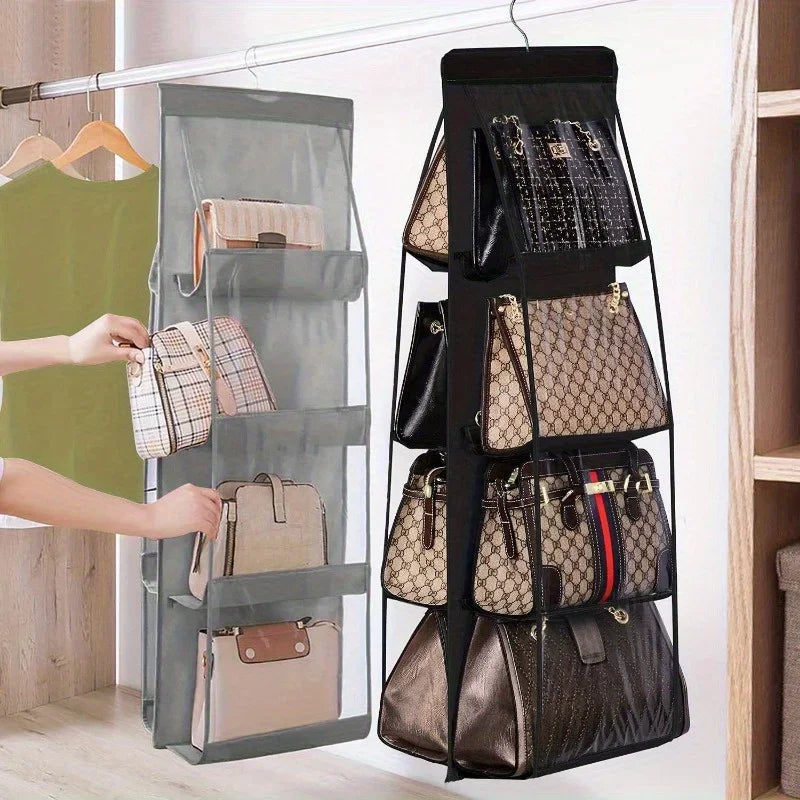 8 Pockets Fabric Handbag Organizer Storage Rack Non-Waterproof Closure Space-Efficient Multipurpose Closet Purse Hanger Zpaxo