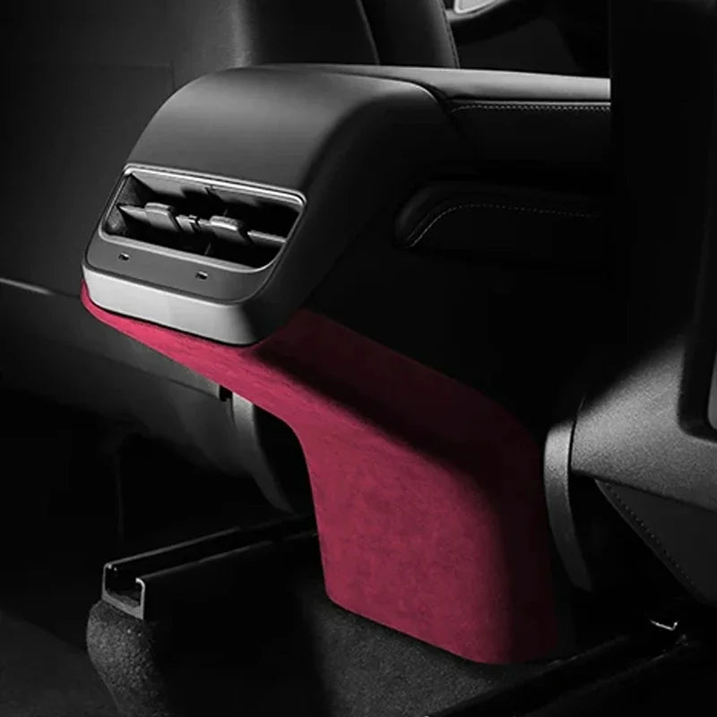 Car Rear Air Condition Vent Outlet Cover For Tesla Model 3/Y Interior Alcan tara Auto Back Exhaust Vent Decorative Sheath Shell Zpaxo B Winered