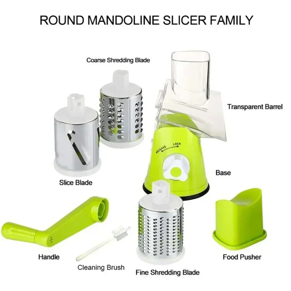 Vegetable Cutter Slicer Manual 3 Sharp Drums Kitchen Cheese Chopper