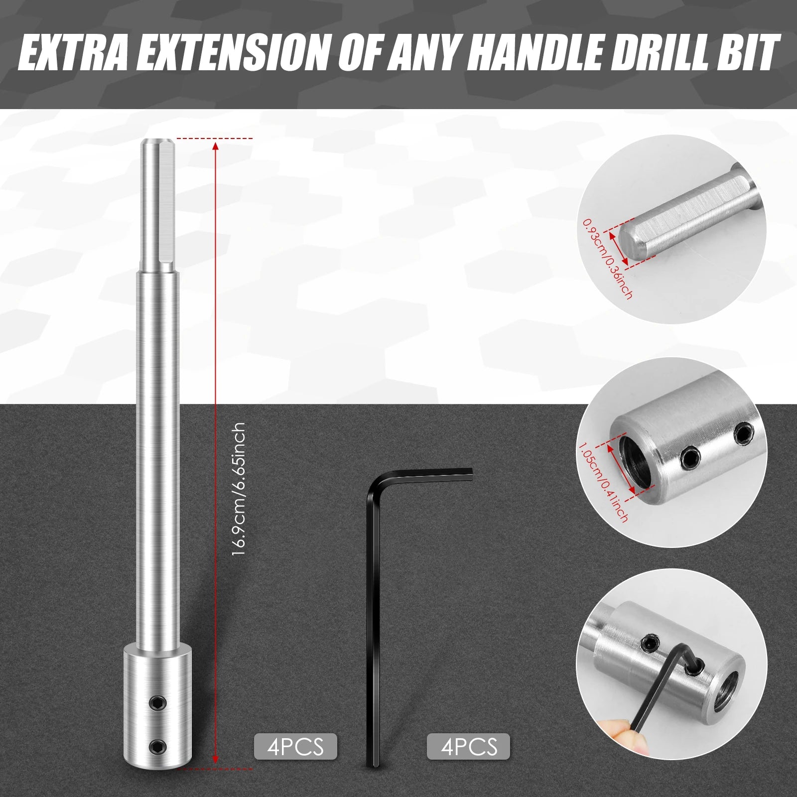 4pcs 17cm Core Bit Extension 0.36inch Hex Magnetic Bit Holder Durable Extension Drill Driver Sleeve Adapter For Electric Drill Zpaxo