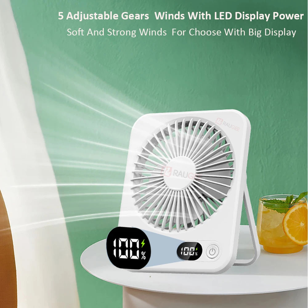 Mini Portable Desk Fan USB Rechargeable Foldable Table Camping