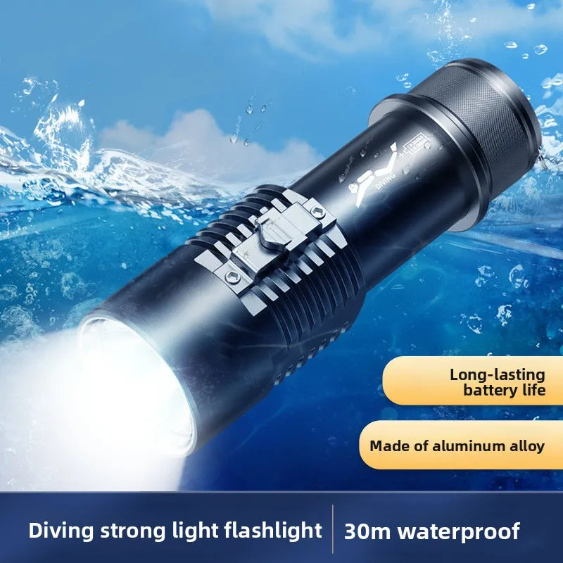 Professional Diving Flashlight Strong Light L2 Electromagnetic