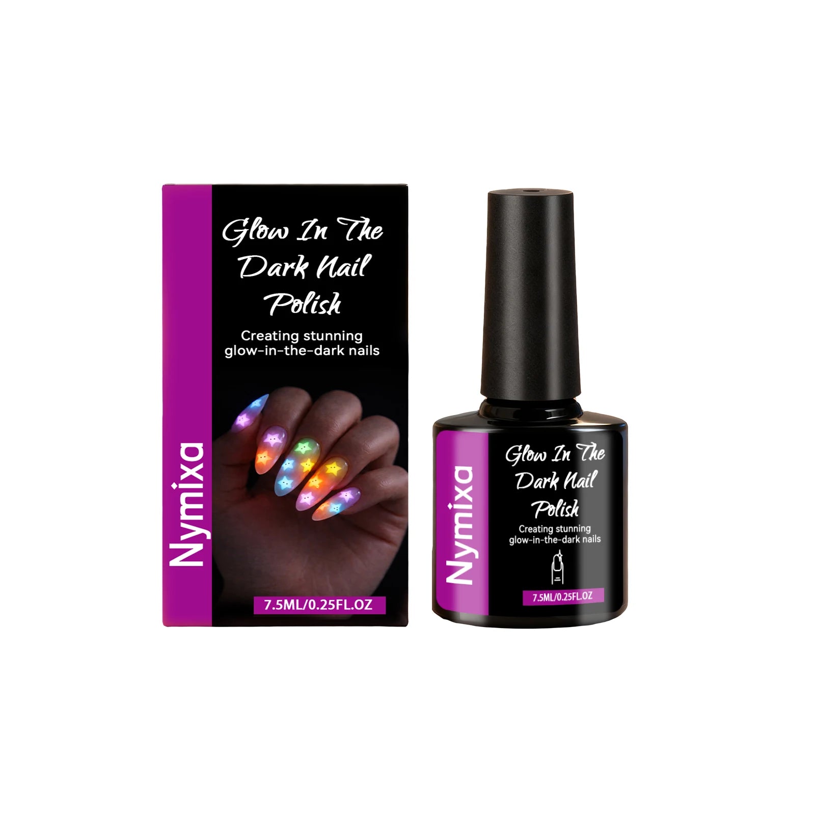 Glow in the Dark Fluorescent Nail Polish Set – 5 Neon Colors Gel Nail Polish Set Zpaxo Violet Purple