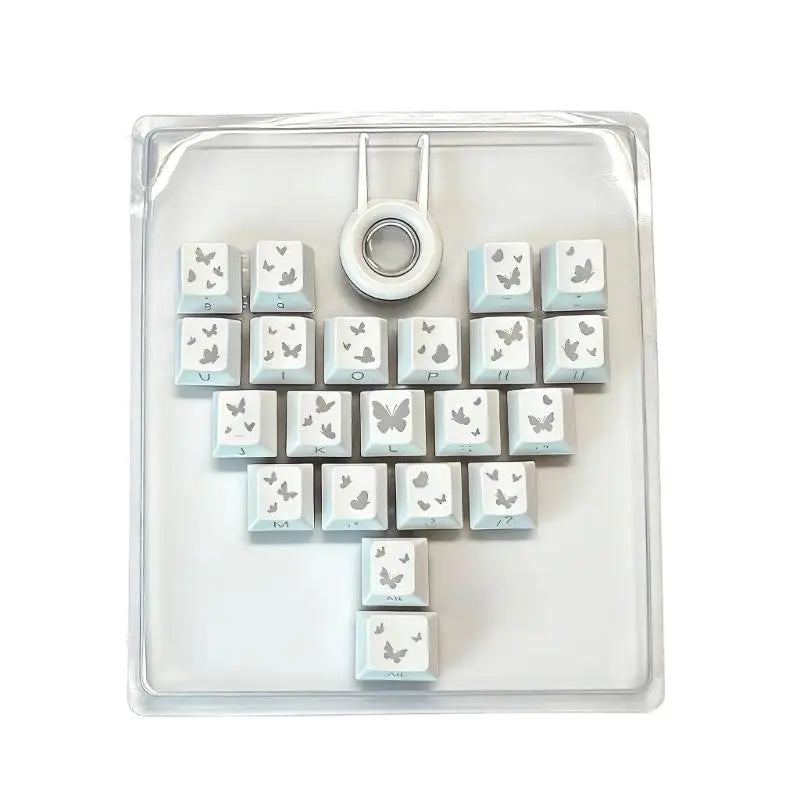652F Butterfly Heart Keycaps Height PBT 21 Keys Gaming Office Zpaxo White CN