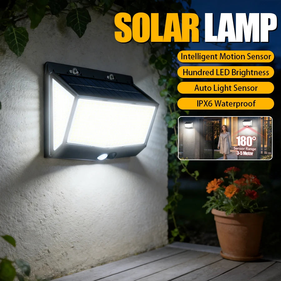 100 144 468 LED Solar PIR Motion Sensor Wall Light 3 Modes IP65 Zpaxo