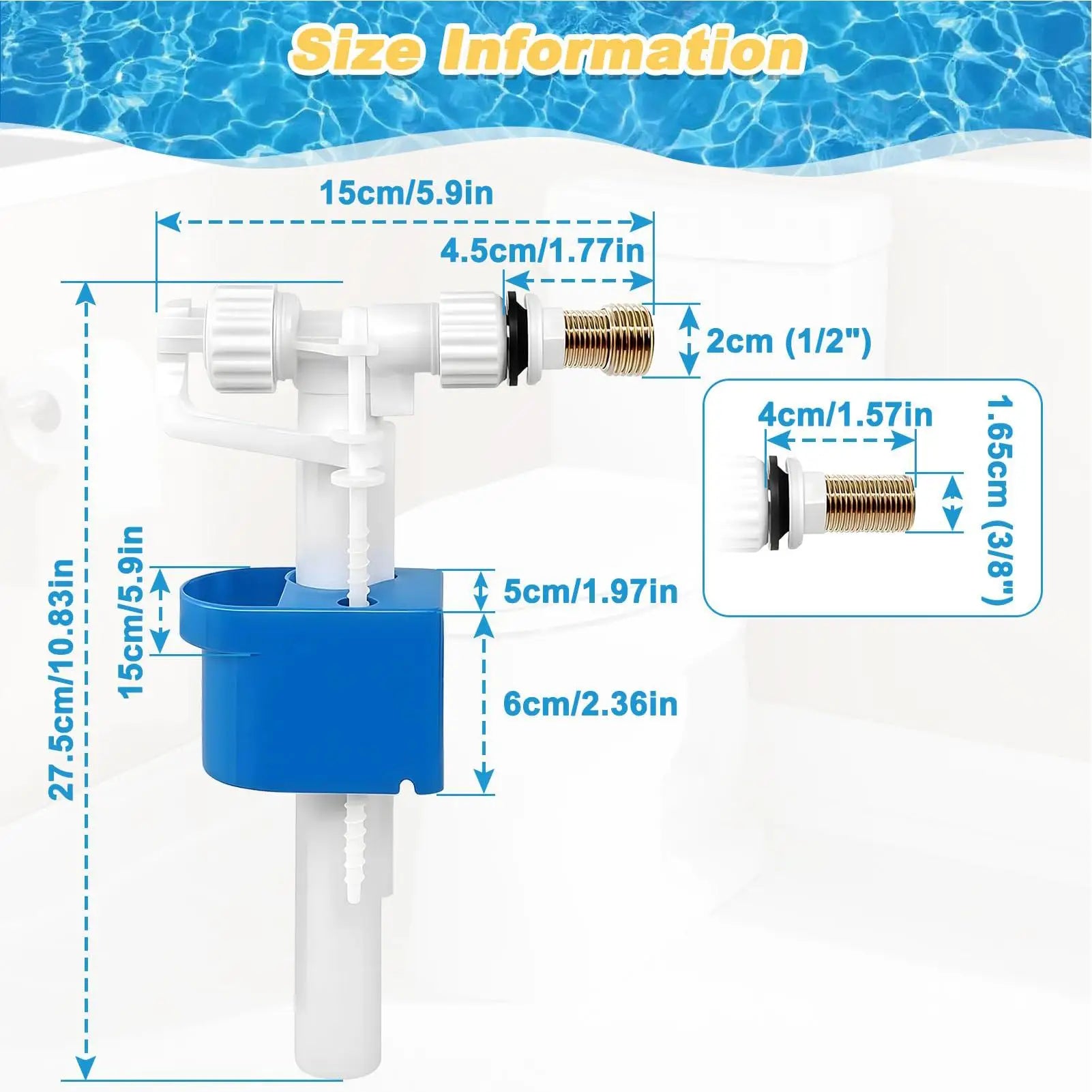 Toilet Inlet Shaft Float Valve Replacement Kits Toilet Fill Valve Repair Accessories Toilet Tank Water Inlet Valve Toilet Parts Zpaxo