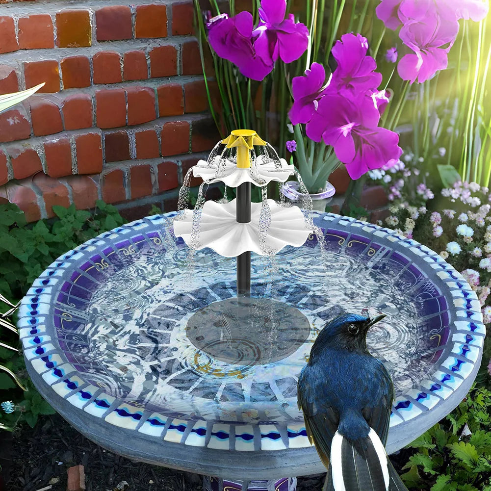 3 Tiered Decorative Fountain W/ Solar Panel Water Fountain and Birdbath Water Fountain with Birdbath for Courtyard Patio Balcony Zpaxo