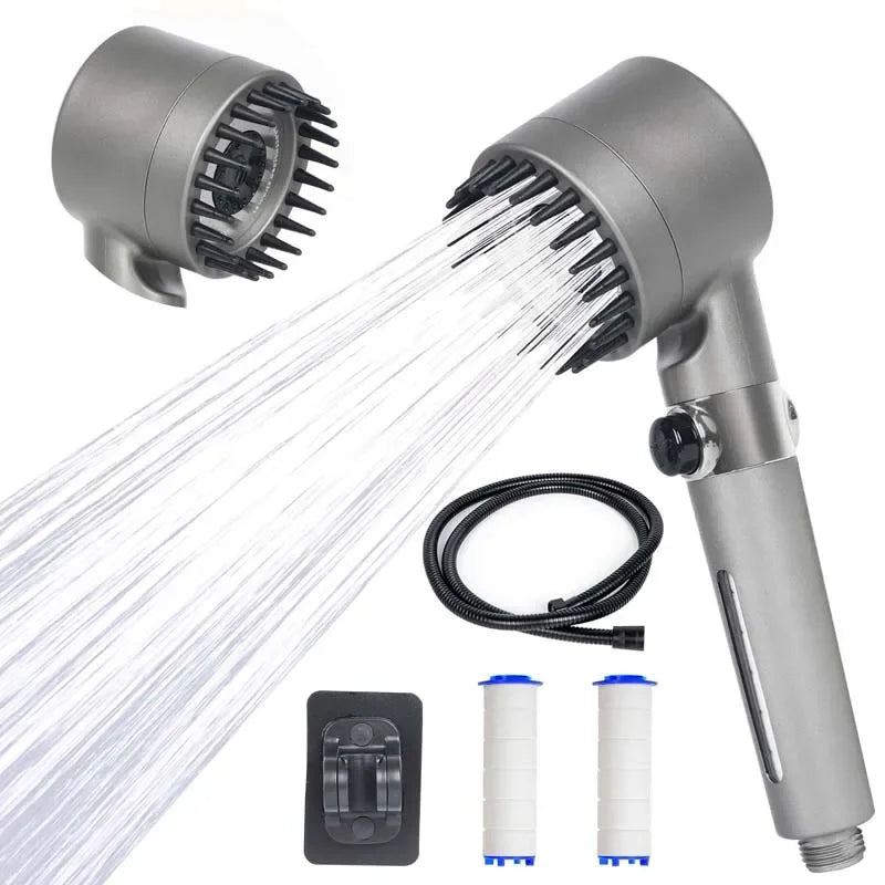 High Pressure Strong Current Shower Head Water Saving Shower with Water Filter 3 Mold Knobs Controllable Hand Shower Bathroom Zpaxo