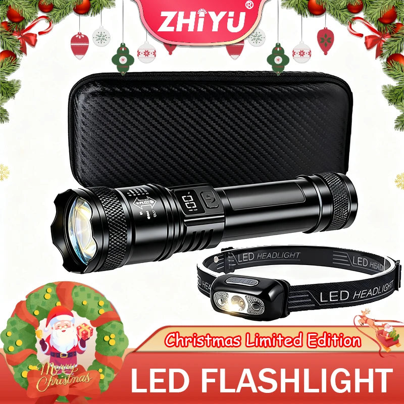 Rechargeable 2000LM LED Flashlight – Zoomable, LCD, IP67
