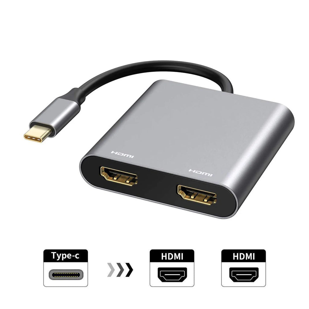 2 Port USB C Hub Dual HDMI Splitter 4K 60HZ Screen Expansion Docking Zpaxo