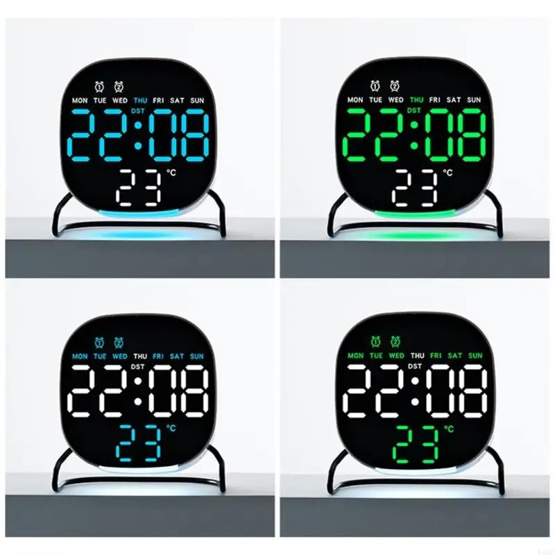 LED Digital Clock Bedroom Desk Double Alarm Ambients Lighting