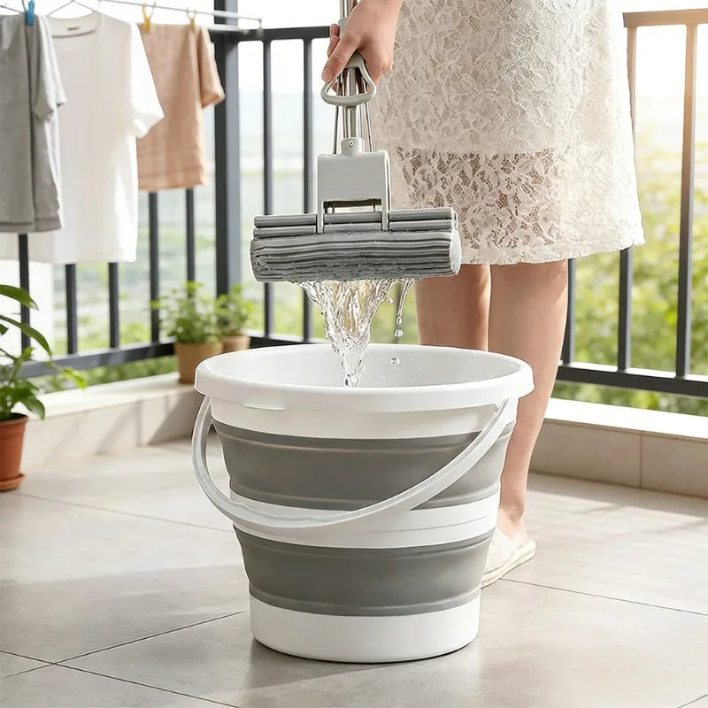 Space-saving Collapsible Cleaning Bucket Sturdy Handle Design