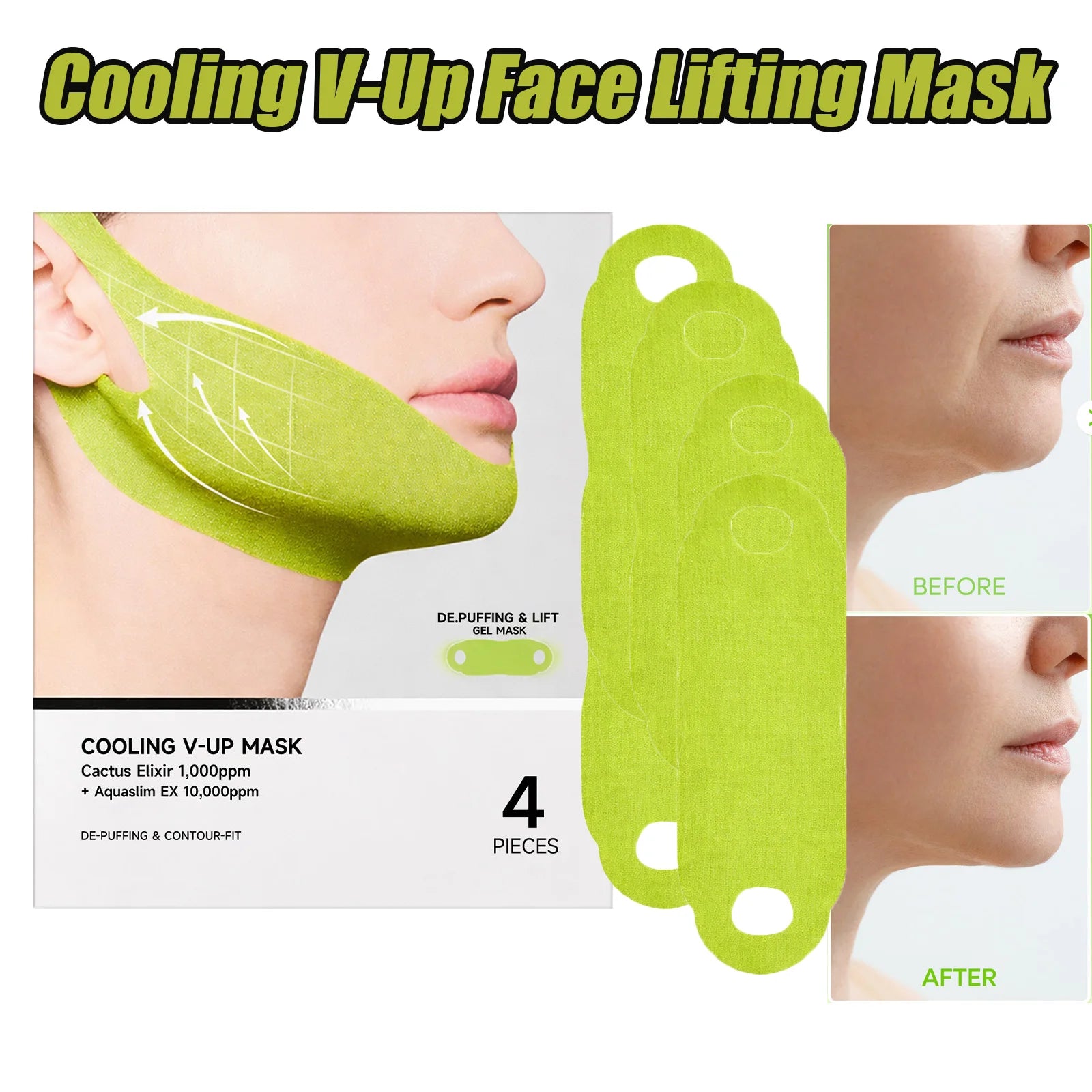 Hoygi Cooling V-Up Face Lifting Mask | V-Shape Chin Firming Patch Face Lifting Mask Zpaxo