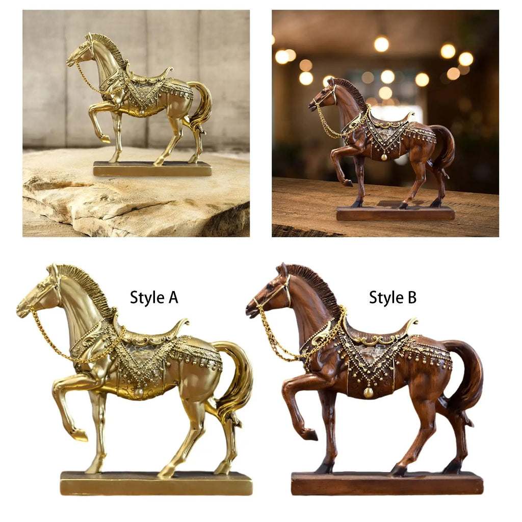 Resin Horse Figurine Sculpture | Desktop Home Décor Ornament Decorative Figurine Zpaxo