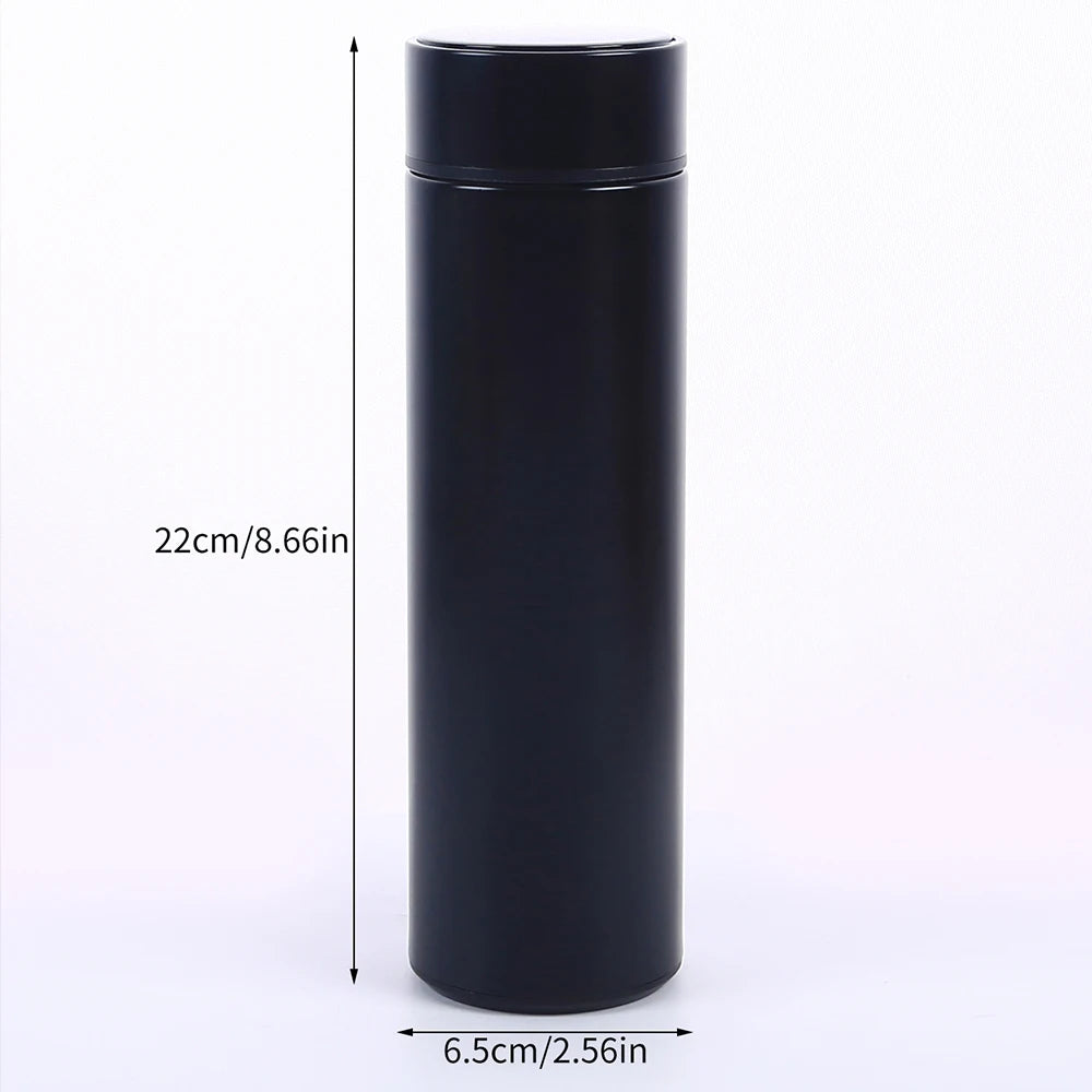 Smart Water Bottle with LED Temperature Display 500ML Stainless Steel Insulated Water Flask Tea Infuser Bottle Zpaxo Black 500ml