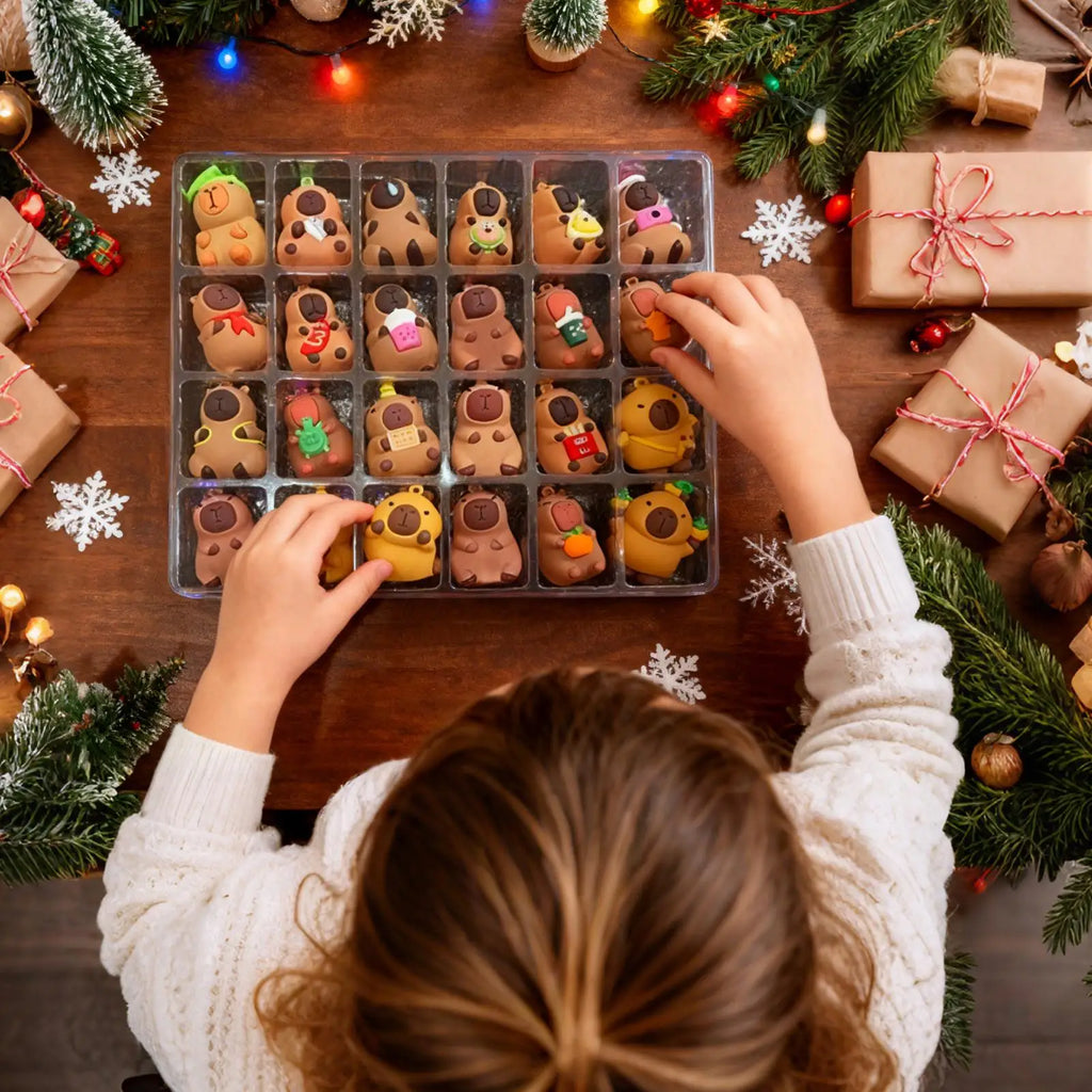 Christmas Capybara Advent Calendar 24 Days 3D Figurine Countdown