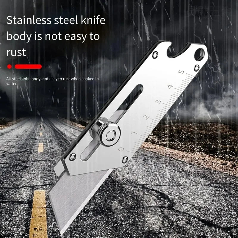 Duty Industrial Utility Knife Compact Stainless Steel Craft Cutter with Bottle Opener SK5 Blades, for DIY Professional Use Zpaxo
