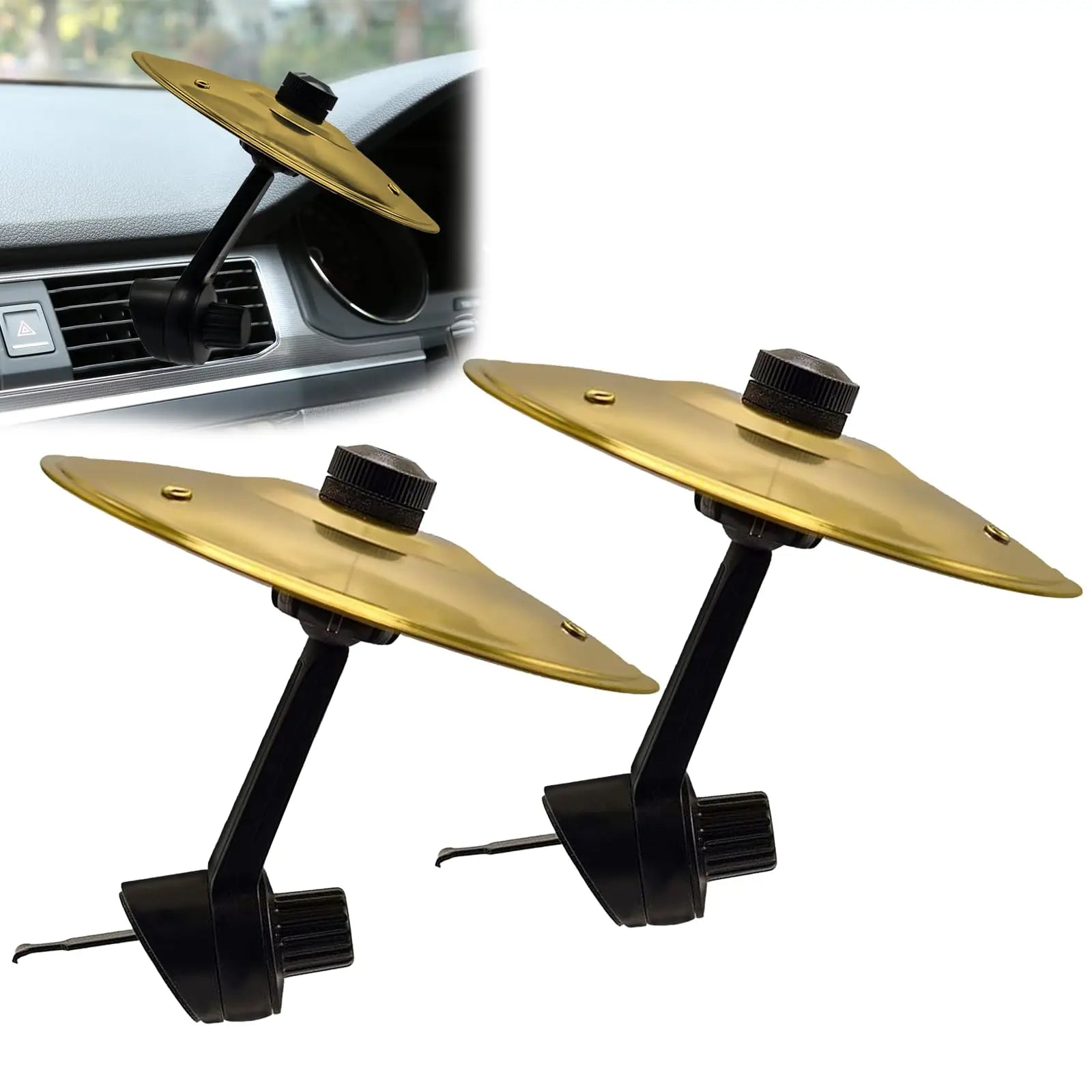 1/2PC Car Crash Cymbal Air Vent Mini Drum Car Hand-shooting Cymbals Car Drum Cymbal Air Vent Musical Instrument for Car Interior Zpaxo 2PCS Gold