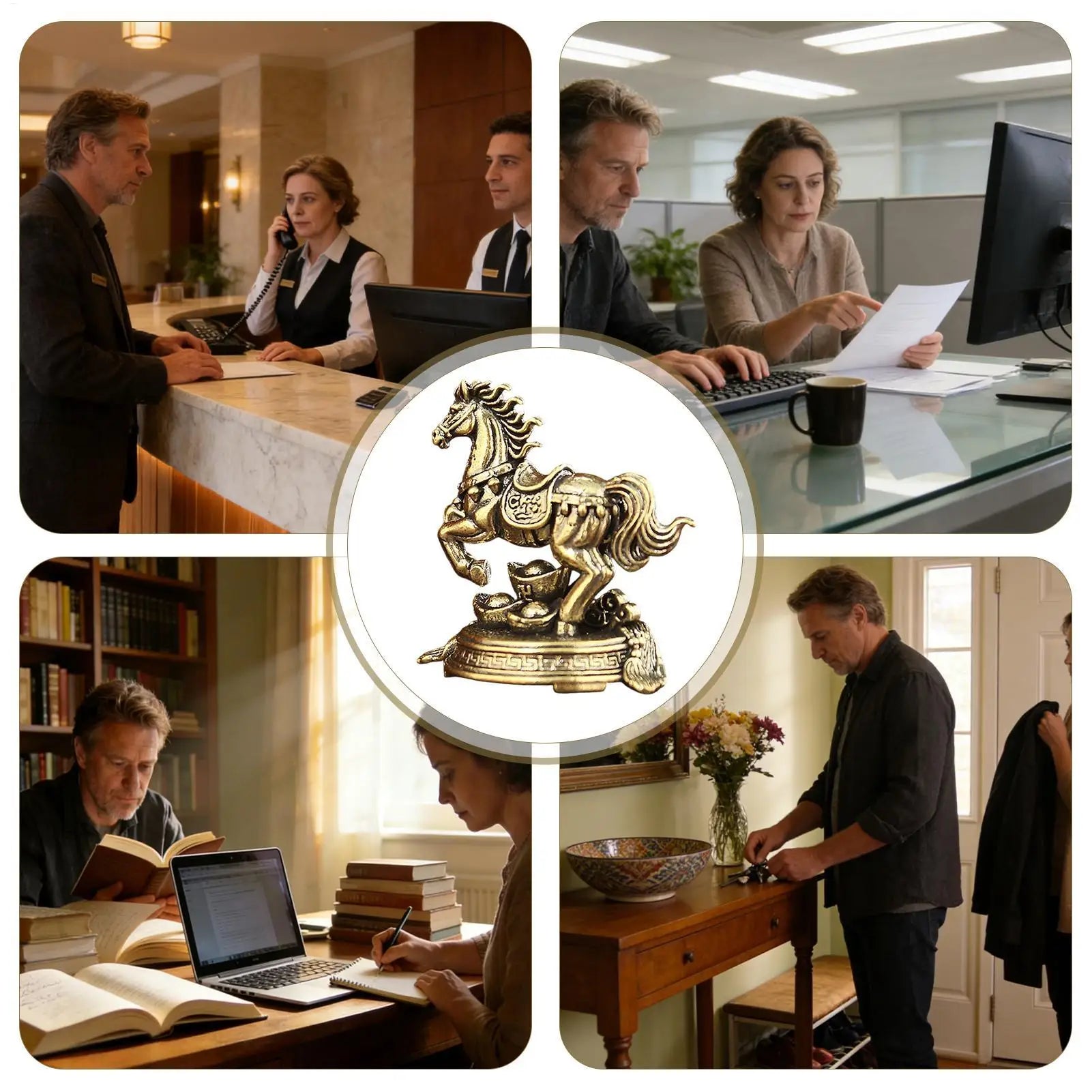 Year Horse 2026 Brass Statue Lucky Animal Figurine Home Office Desk