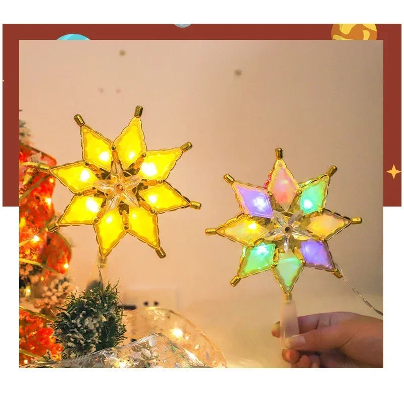 LED Gold Star Christmas Tree Topper – Battery-Powered Light