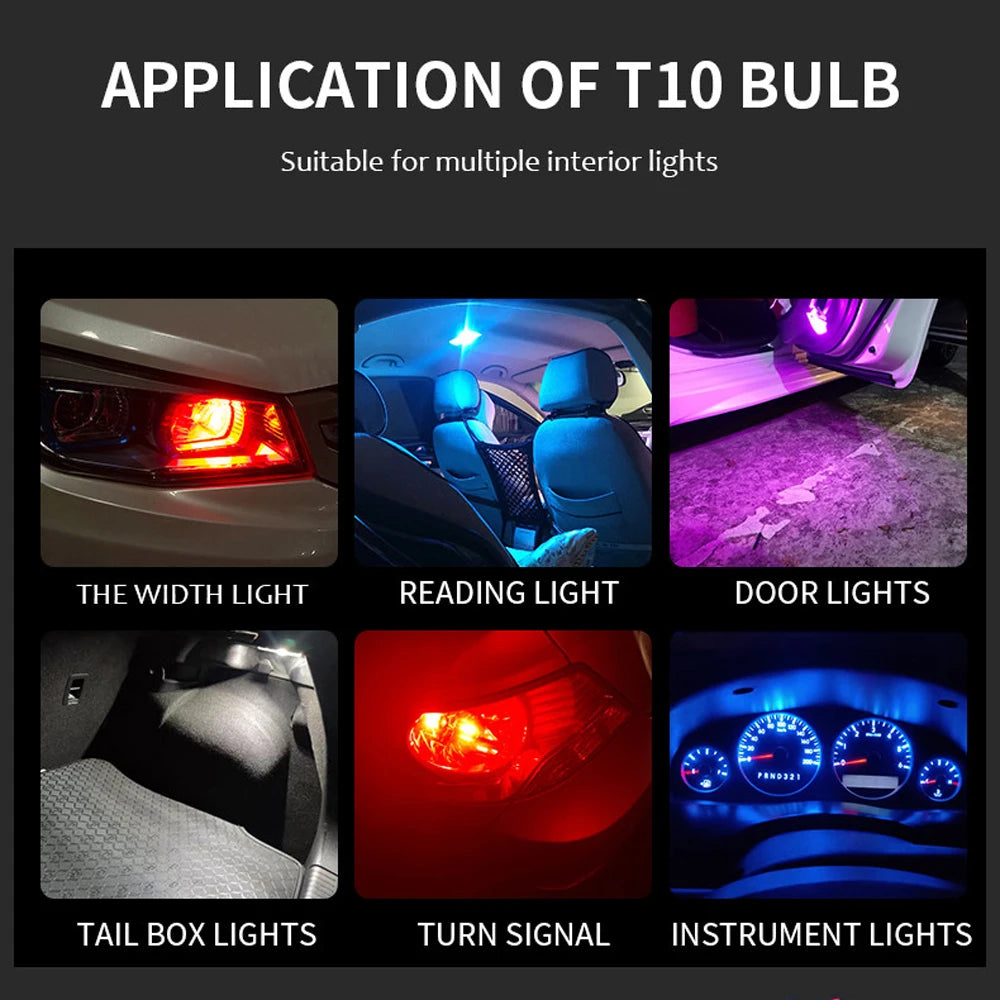 12V DC Auto Lights W5W 194 T10 Car Reading Light Glass Housing License Plate Lamp Car Dome Light LED Car Bulb COB Led Light Zpaxo