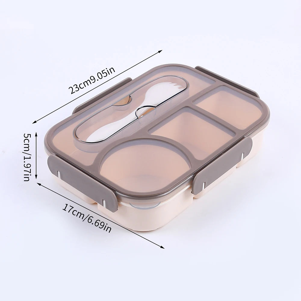 Lunch Box Microwave Safe Portable Compartments Food Container with Utensils Leakproof Anti-slip Zpaxo Brown 4-Compartments