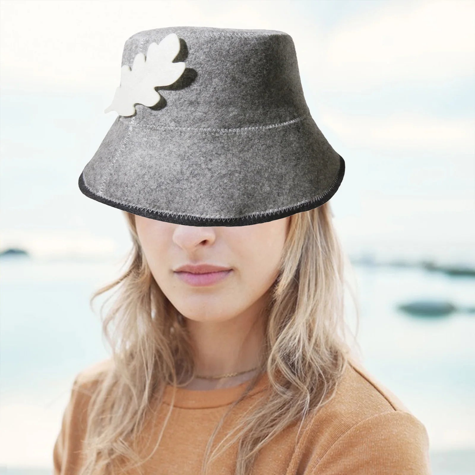Sauna Felt Cap Bath Hat Sauna Hat Diameter 15.5cm Durable Good Water Absorption Hand Wash Recommended Portable for Men Women Zpaxo