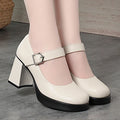 Fashionable Casual Waterproof Platform Heel Work Shoes One-liner Zpaxo JM1332 Beige 39 China Mainland
