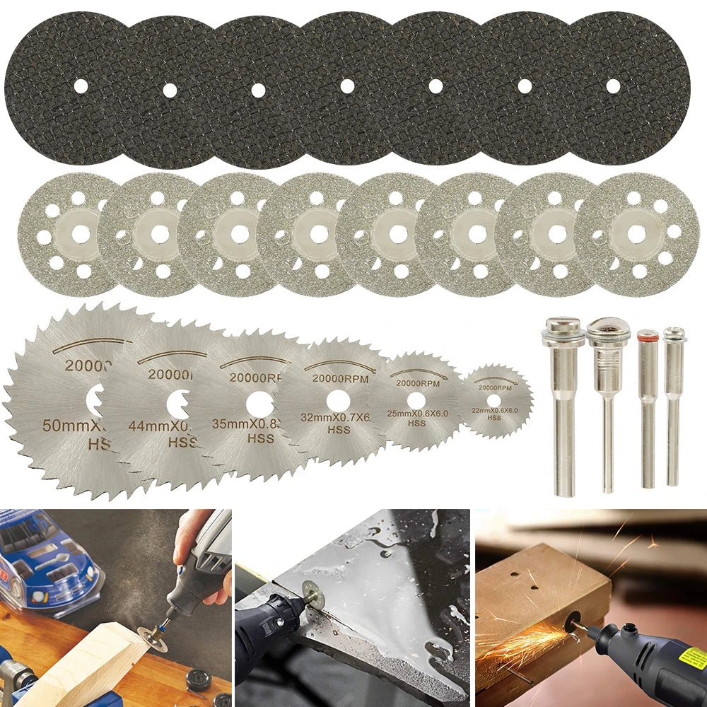 11/30/32pcs Mini Circular Saw Blade Set Sanding Grinding Wheel Cutting Disc for Dremel Metal Cutting Rotary Tools Accessories Zpaxo