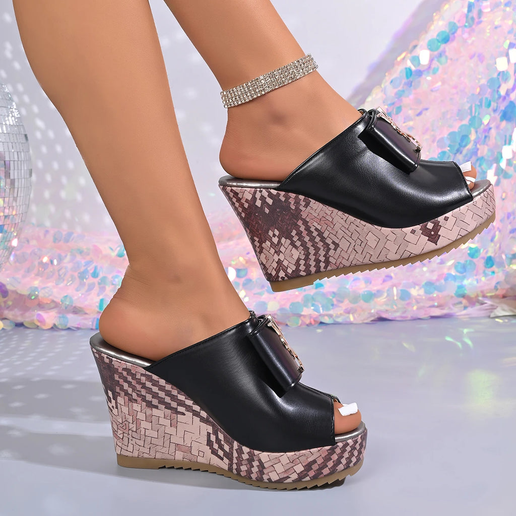 Women High Heels Sandals Summer Luxury Wedge Shoes Women Designer Platform Sandals Trend Comfortable Slippers Zapatos De Mujer Zpaxo black 35