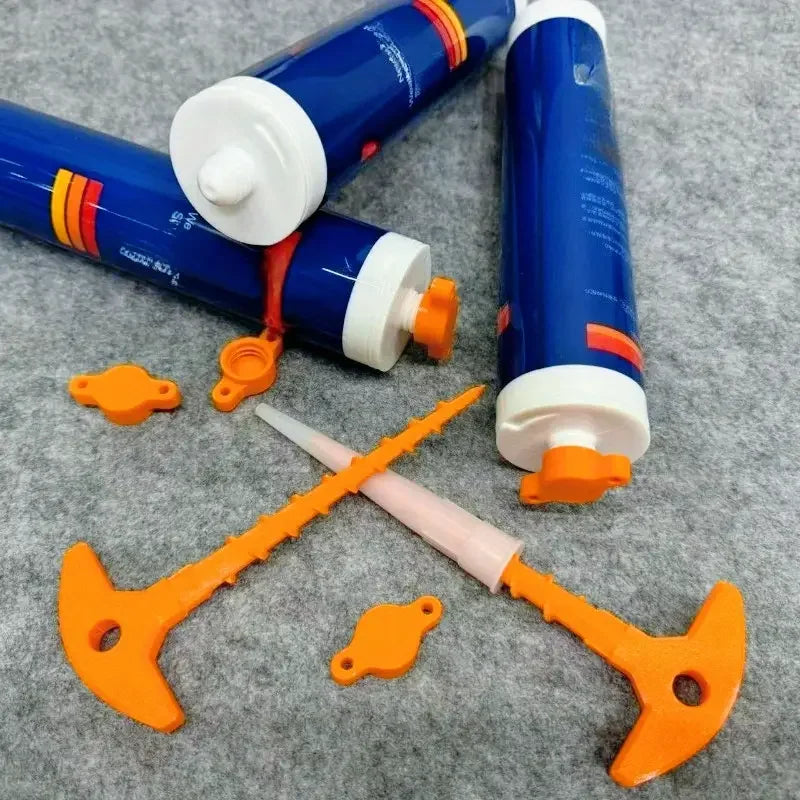 2pcs Sealant Nozzle Cleaner & Cap - Prevents Drying for Glass Caulk Tubes, Fits Standard Sizes, Handy DIY Tool Zpaxo