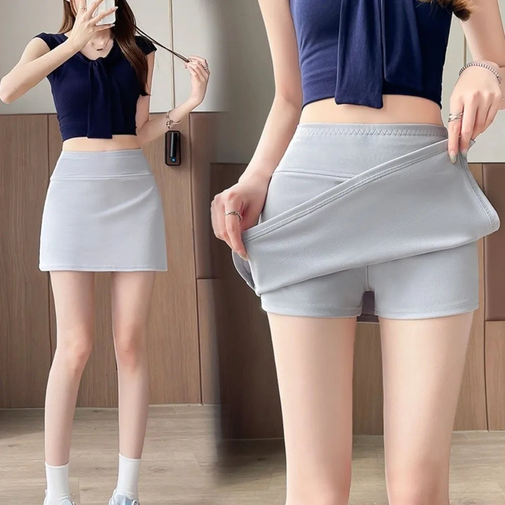 Y2K High-Waist Tennis Skirt Quick-Drying Elastic Sports Shorts Slim Running Pants Yoga Practice Zpaxo