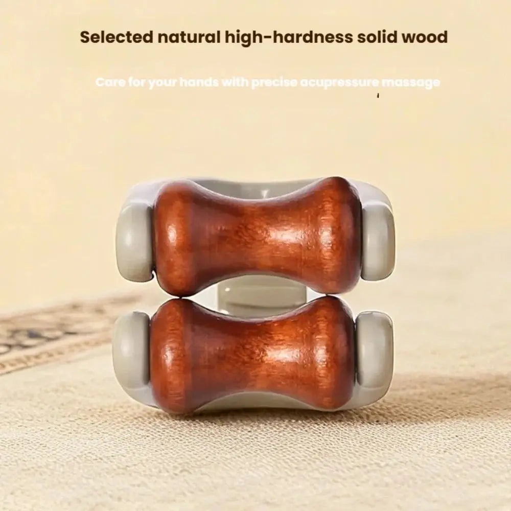 Solid Wood Finger Massage Roller with 360° Rollers Clip Design Finger Massager Acupressure Stick for Hand Meridian Relief Zpaxo