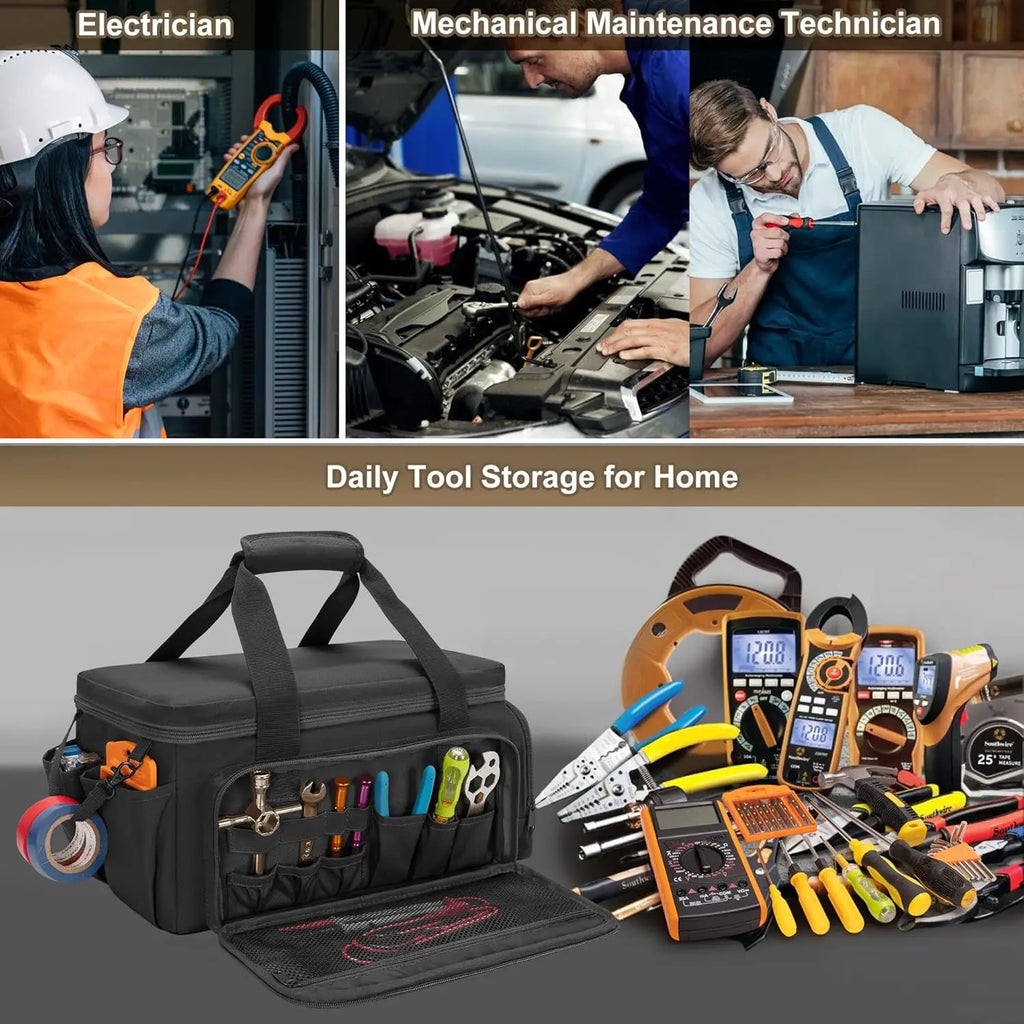 14" Heavy Duty Tactical Tool Bag Non-Slip Base Multipurpose Work Organizer for Handyman,Carpenter,Durable Portable Tool Storage Zpaxo