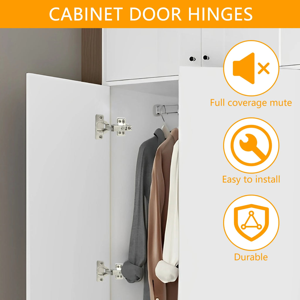 10/20Pcs Door Hinge Stainless Steel Cabinet Door Hinges Hydraulic Damper Buffer Soft Close Quiet Wardrobe Door Concealed Hinges Zpaxo